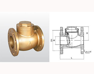 埃美柯黄铜法兰止回阀结构图