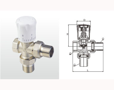 埃美柯黄铜三通暖气直角阀结构图