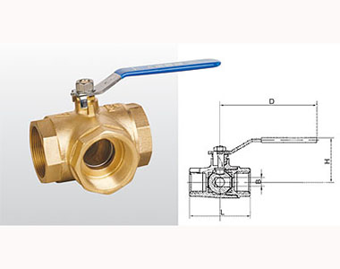 埃美柯黄铜三通球阀(T型)结构图