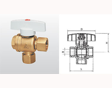 埃美柯黄铜暖气三通球阀258结构图