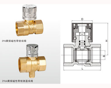 埃美柯黄铜磁性带锁（测温）球阀296A